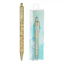 Ручка шариковая автоматическая MESHU "Gold shimmer" синяя 10 мм.