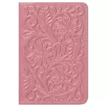 Обложка для паспорта Кожевенная мануфактура, нат. кожа, "Цветы", розовая