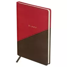 Ежедневник недатированный, А5, 136 л. кожзам, OfficeSpace "Duo", красно-коричневый