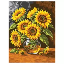 Картина по номерам на картоне ТРИ СОВЫ "Цветы солнца" 30*40 с акриловыми красками и кистями