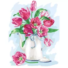 Картина по номерам на холсте ТРИ СОВЫ "Розовые тюльпаны" 30*40 с акриловыми красками и кистями
