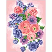 Картина по номерам на холсте ТРИ СОВЫ "Цветы" 30*40 с акриловыми красками и кистями