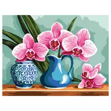 Картина по номерам на холсте ТРИ СОВЫ "Ветка орхидеи" 30*40 с акриловыми красками и кистями