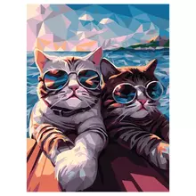 Картина по номерам на холсте ТРИ СОВЫ "Коты на отдыхе" 30*40 с акриловыми красками и кистями