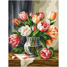 Картина по номерам на холсте ТРИ СОВЫ "Букет тюльпанов" 40*50 с акриловыми красками и кистями