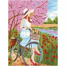 Картина по номерам на холсте ТРИ СОВЫ "Прогулка на велосипеде" 40*50 с акриловыми красками и кистями