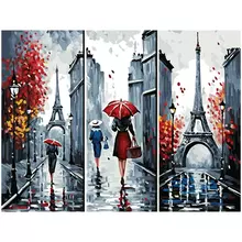 Картина по номерам на холсте ТРИ СОВЫ "Серый Париж" 40*50 с акриловыми красками и кистями