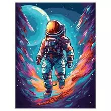 Картина по номерам на холсте ТРИ СОВЫ "В галактике" 40*50 с акриловыми красками и кистями