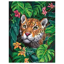 Картина по номерам на холсте ТРИ СОВЫ "Взгляд из джунглей" 40*50 с акриловыми красками и кистями