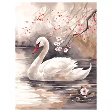 Картина по номерам на холсте ТРИ СОВЫ "Лебедь" 40*50 с акриловыми красками и кистями