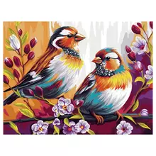 Картина по номерам на холсте ТРИ СОВЫ "Птицы" 40*50 с акриловыми красками и кистями