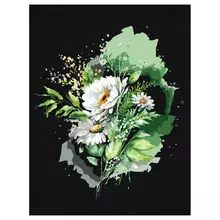 Картина по номерам на черном холсте ТРИ СОВЫ "Цветы" 30*40 c акриловыми красками и кистями