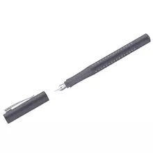 Ручка перьевая Faber-Castell "Grip 2010" синяя F=06 мм. трехгран. бархатный серый корпус