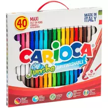 Фломастеры Carioca "Jumbo", 40 шт. 36 цв. утолщенные, смываемые, картон, с ручкой