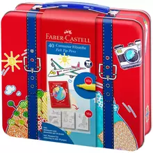 Набор для рисования Faber-Castell "Connector" 40 фломастеров+6 клипс+паспорт раскраск. метал.