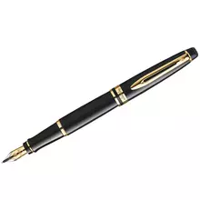 Ручка перьевая Waterman "Expert Black Lacquer GT" синяя, 0,8мм, подарочная упаковка