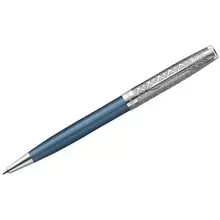 Ручка шариковая Parker "Sonnet Metal & Blue Lacquer СT" черная 10 мм. поворот. подарочная упаковка