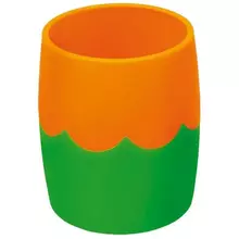 Стакан-подставка для ручек и карандашей двухцветный зелено-оранжевый