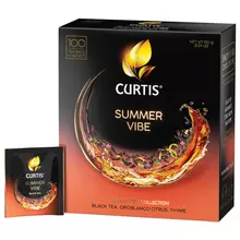 Чай CURTIS "Summer Vibe", черный с мятой и ароматом цитрусовых, 100 пакетиков в конвертах по 1,7 г