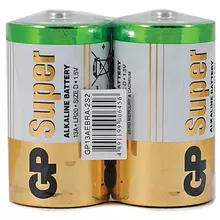 Батарейки GP Super, D (LR20, 13А) алкалиновые, комплект 2 шт. в пленке