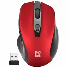 Мышь беспроводная DEFENDER Prime MB-053, USB, 5 кнопок + 1 колесо-кнопка, оптическая, красная