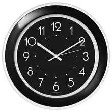 Часы настенные TROYKATIME (TROYKA) 122201202 круг черные черная рамка 30х30х38 см.