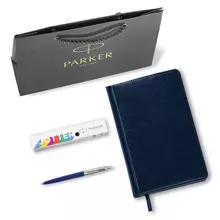 Ручка шариковая PARKER "Jotter Plastic CT", корпус синий, ежедневник А5 синий, пакет