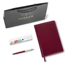 Ручка шариковая PARKER "Jotter Plastic CT", корпус красный, ежедневник А5 красный, пакет