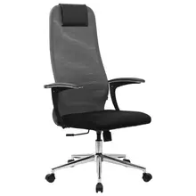 Кресло офисное BRABIX PREMIUM "Ultimate EX-801" хром, плотная двойная сетка Х2, черное/серое