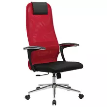 Кресло офисное BRABIX PREMIUM "Ultimate EX-801" хром, плотная двойная сетка Х2, черное/красное