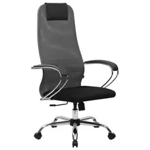 Кресло офисное BRABIX PREMIUM "Ultimate EX-800" хром, плотная двойная сетка Х2, черное/серое