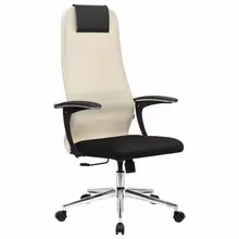 Кресло офисное BRABIX PREMIUM "Ultimate EX-801" хром, плотная двойная сетка Х2, черное/бежевое