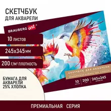 Альбом для акварели бумага Италия 200г./м2 25% хлопок 245х345 мм. 10 л. Brauberg Art Premiere