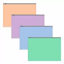 Папка-конверт на молнии ERICH KRAUSE Matt Pastel Bloom А5+, (250х180 мм), ассорти, 0,18 мм, 61170