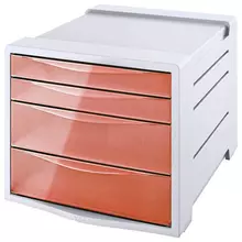 Блок из 4 закрытых лотков для бумаги, настольный, ESSELTE "Colour'Ice", 285х245х365 мм. оранжевый