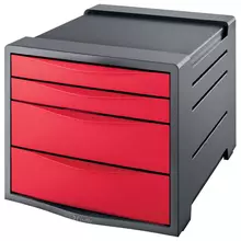 Блок из 4 закрытых лотков для бумаги, настольный, ESSELTE "VIVIDA", 285х245х365 мм. красный