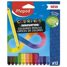 Карандаши цветные монолитные MAPED "Infinity", набор 12 цветов, трехгранные, 861600