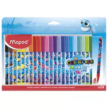 Фломастеры MAPED COLOR'PEPS "Ocean Life", 24 цвета, смываемые, вентилируемый колпачок, 845703