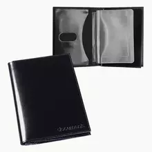 Бумажник водителя Befler "Classic" натуральная кожа тиснение 6 пластиковых карманов черный BV.22.-1