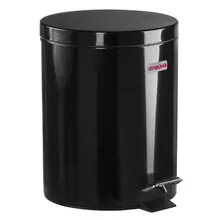 Ведро-контейнер для мусора (урна) с педалью Laima "Classic", 5 л. черное, глянцевое, металл, со съемным внутренним ведром