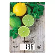 Весы кухонные Scarlett SC-KS57P21 "Лимоны", электронный дисплей, max вес 10 кг. тарокомпенсация, стекло