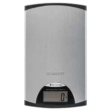 Весы кухонные Scarlett SC-KS57P97 электронный дисплей max вес 5 кг. тарокомпенсация сталь серые