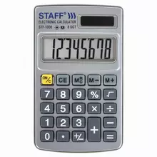 Калькулятор карманный металлический Staff STF-1008 (103х62 мм.) 8 разрядов, двойное питание