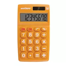 Калькулятор карманный Юнландия (135х77 мм.) 8 разрядов, двойное питание, оранжевый, блистер