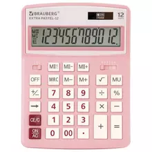 Калькулятор настольный Brauberg Extra PASTEL-12-PK (206x155 мм.) 12 разрядов двойное питание розовый