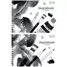 Скетчбук-блокнот 60 л. А5 ArtSpace "Black/white mood" на гребне 120г./м2
