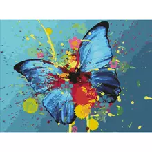 Картина по номерам 40х50 см. Остров cокровищ "Голубая бабочка", на подрамнике, акриловые краски