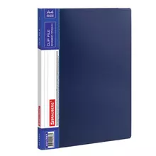 Папка с боковым металлическим зажимом и внутренним карманом Brauberg "Contract" синяя до 100 л. 07 мм. бизнес-класс
