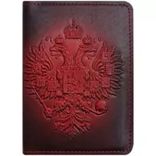 Обложка для паспорта кожа Кожевенная мануфактура "Орел Российской Империи" красный