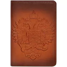 Обложка для паспорта кожа Кожевенная мануфактура "Орел Российской Империи" светло-коричневый